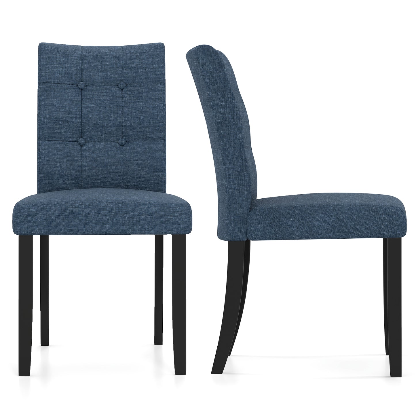 Tufted Dining Chairs Set of 2 with Rubber Wood Legs