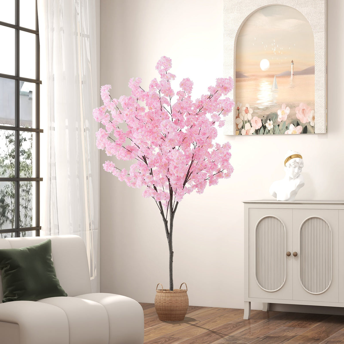 6.5 FT Tall Artificial Cherry Blossom Tree with 900 Pink Flowers