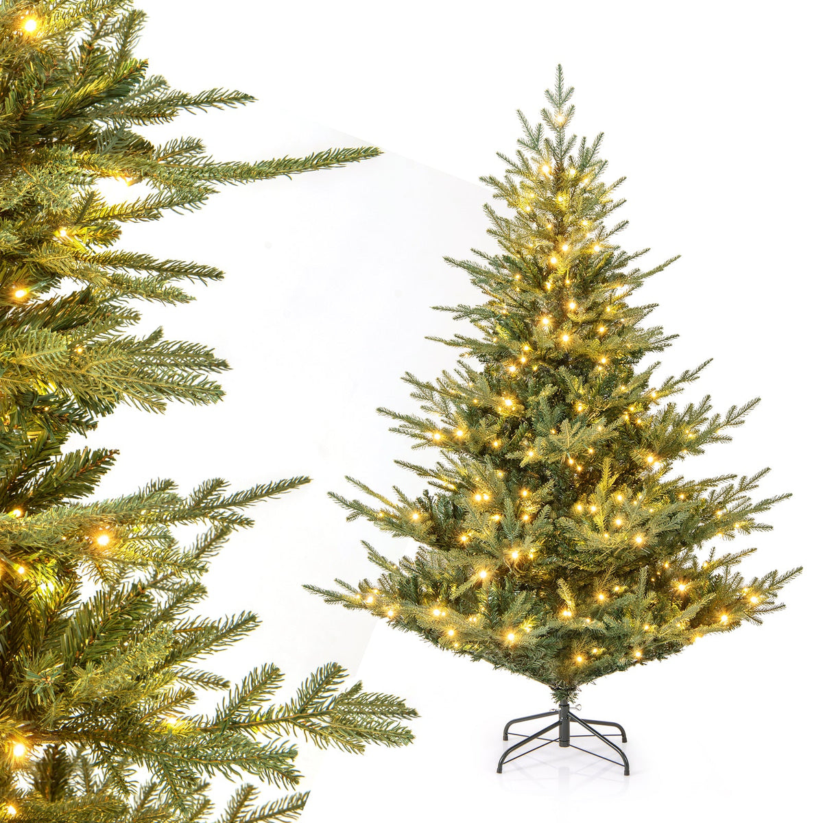 Artificial Christmas Tree with Branch Tips and Warm White LED Lights