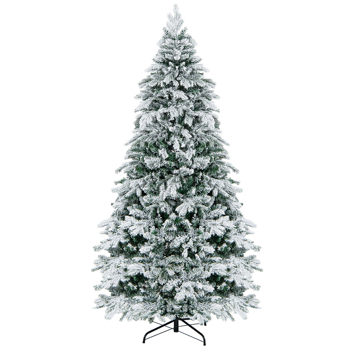 4.5/6/7 Feet Flocked Christmas Tree with Warm White LED Lights