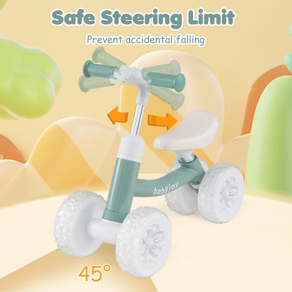 Baby Balance Bike with Adjustable Handlebar and Seat with Lighting Wheels