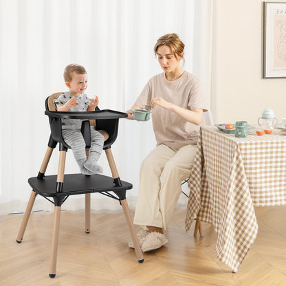 4-in-1 Convertible Baby High Chair with PU Cushion