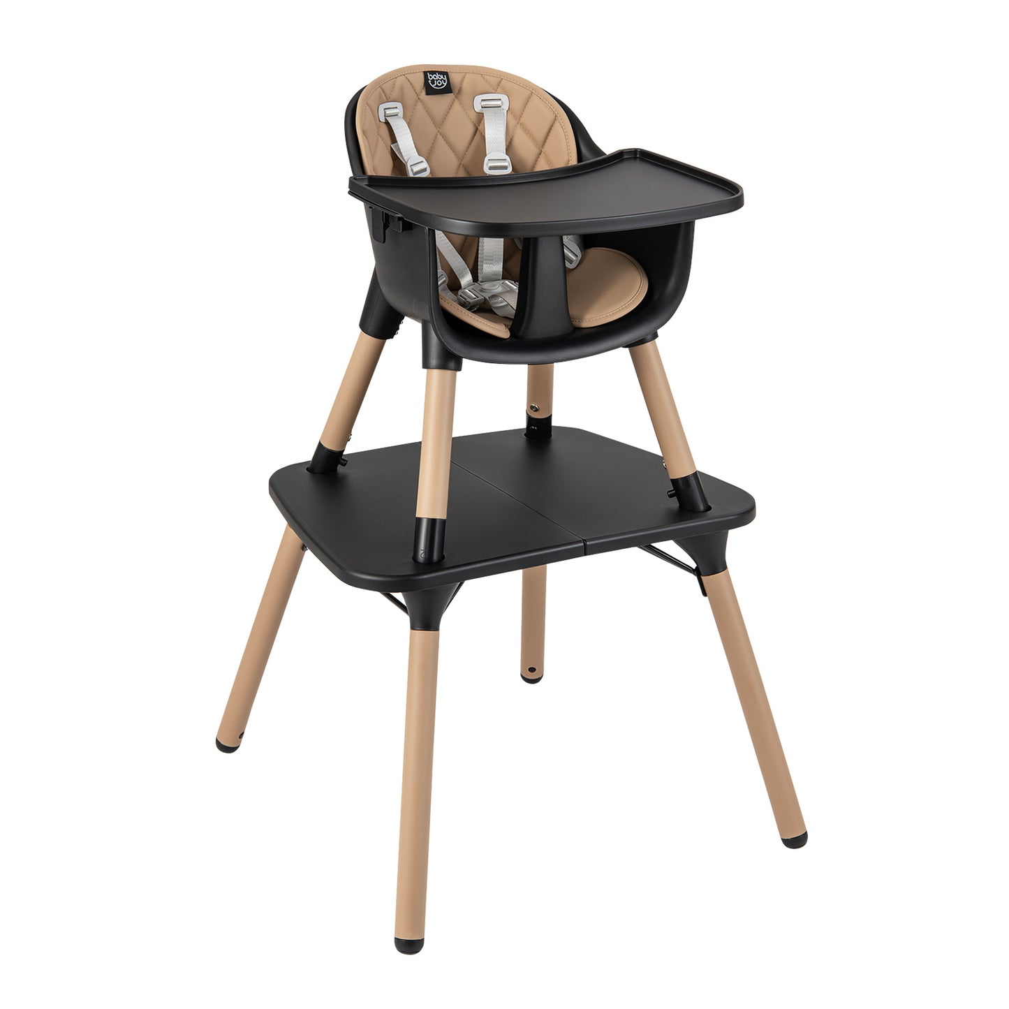 4-in-1 Convertible Baby High Chair with PU Cushion