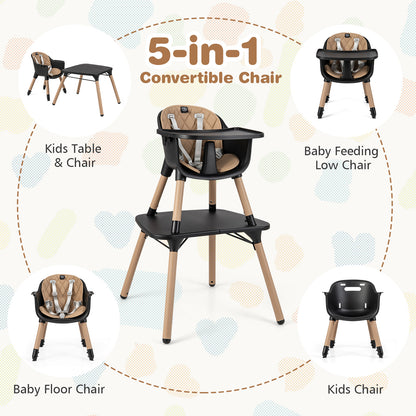 4-in-1 Convertible Baby High Chair with PU Cushion