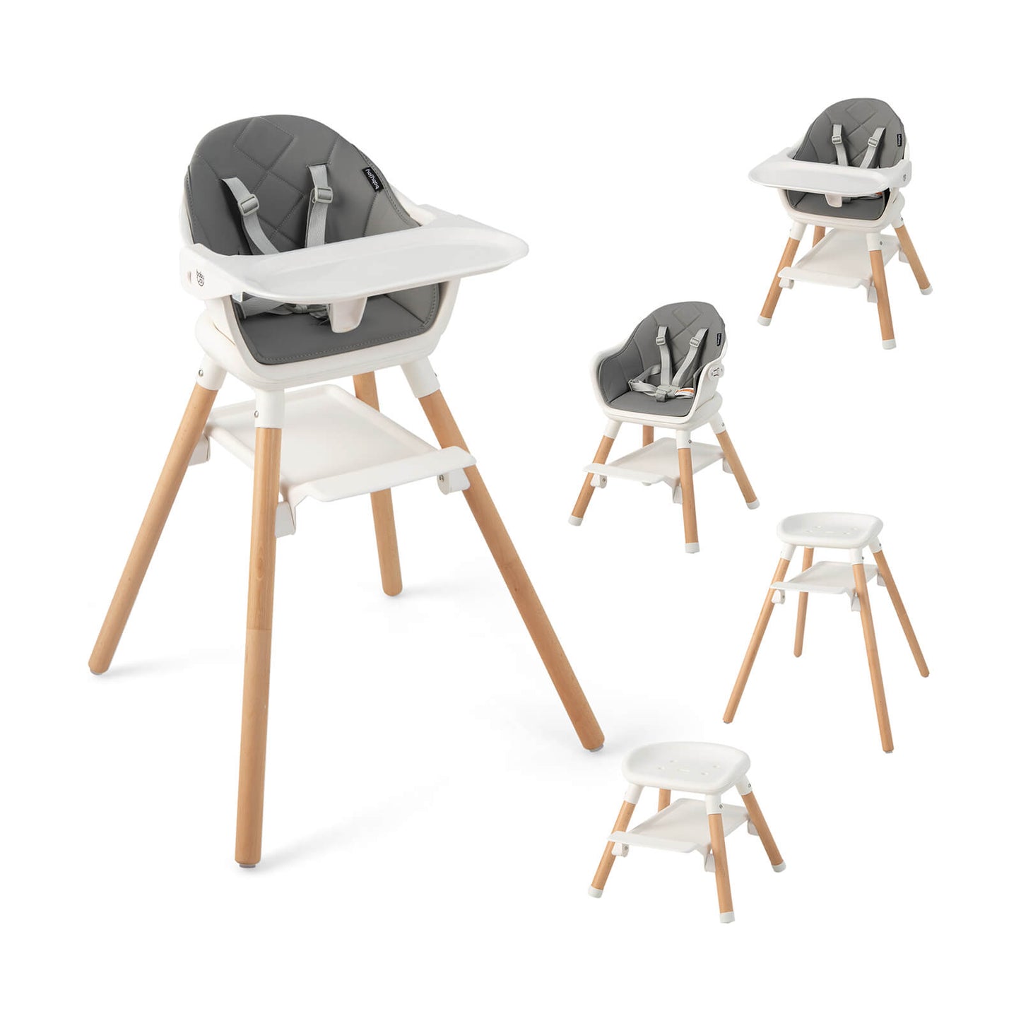 6-in-1 Convertible Baby High Chair with Removable Tray