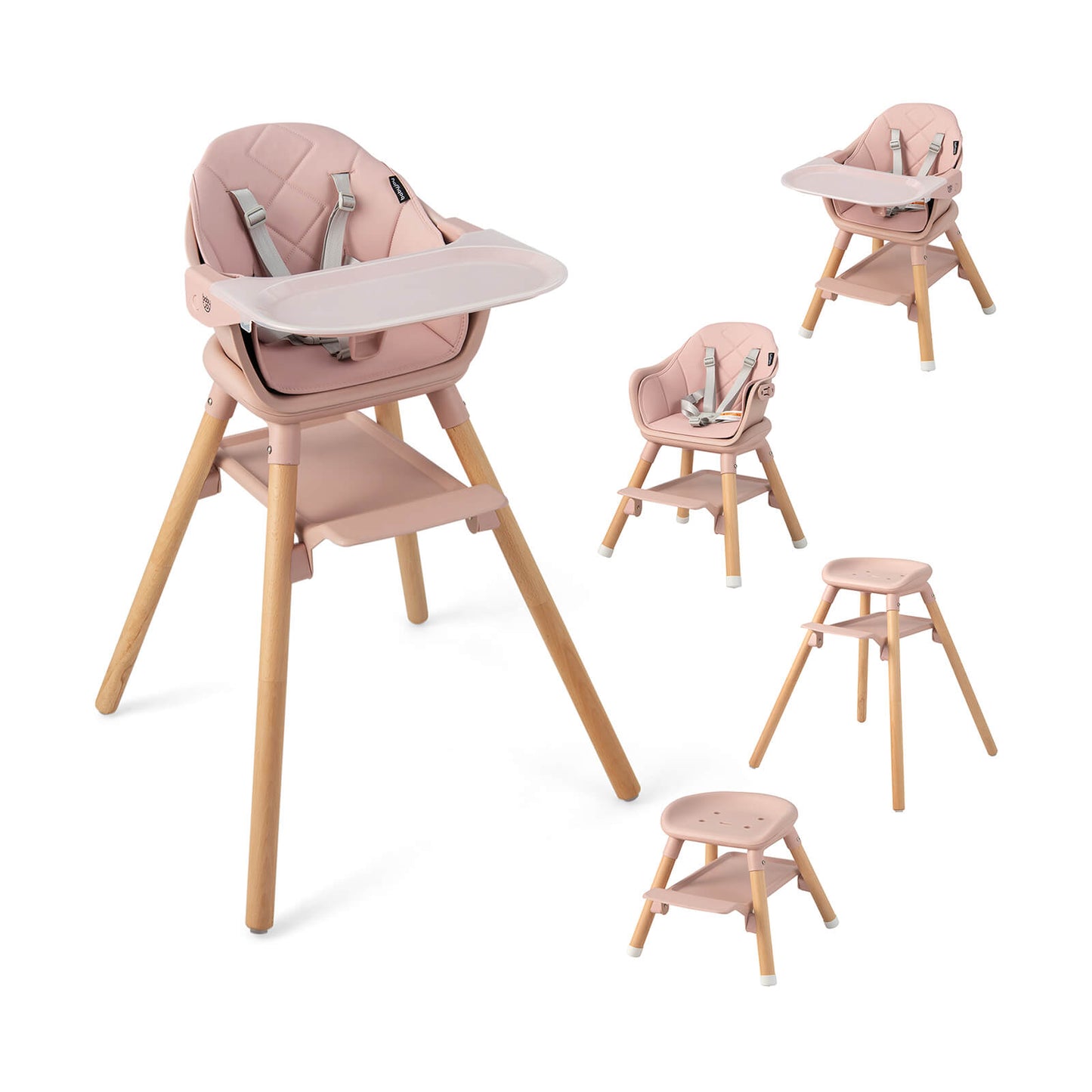 6-in-1 Convertible Baby High Chair with Removable Tray