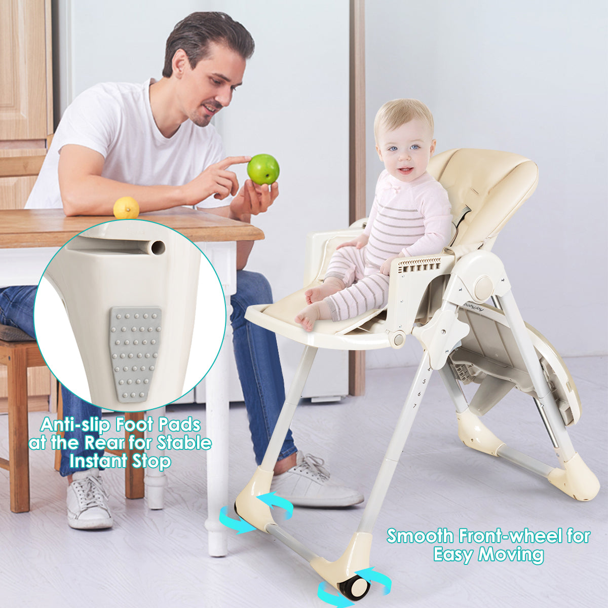 3-in-1 Convertible Baby High Chair with Adjustable Height