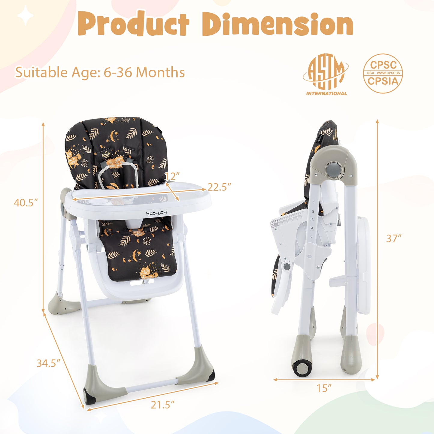 3-in-1 Convertible Baby High Chair with Adjustable Height