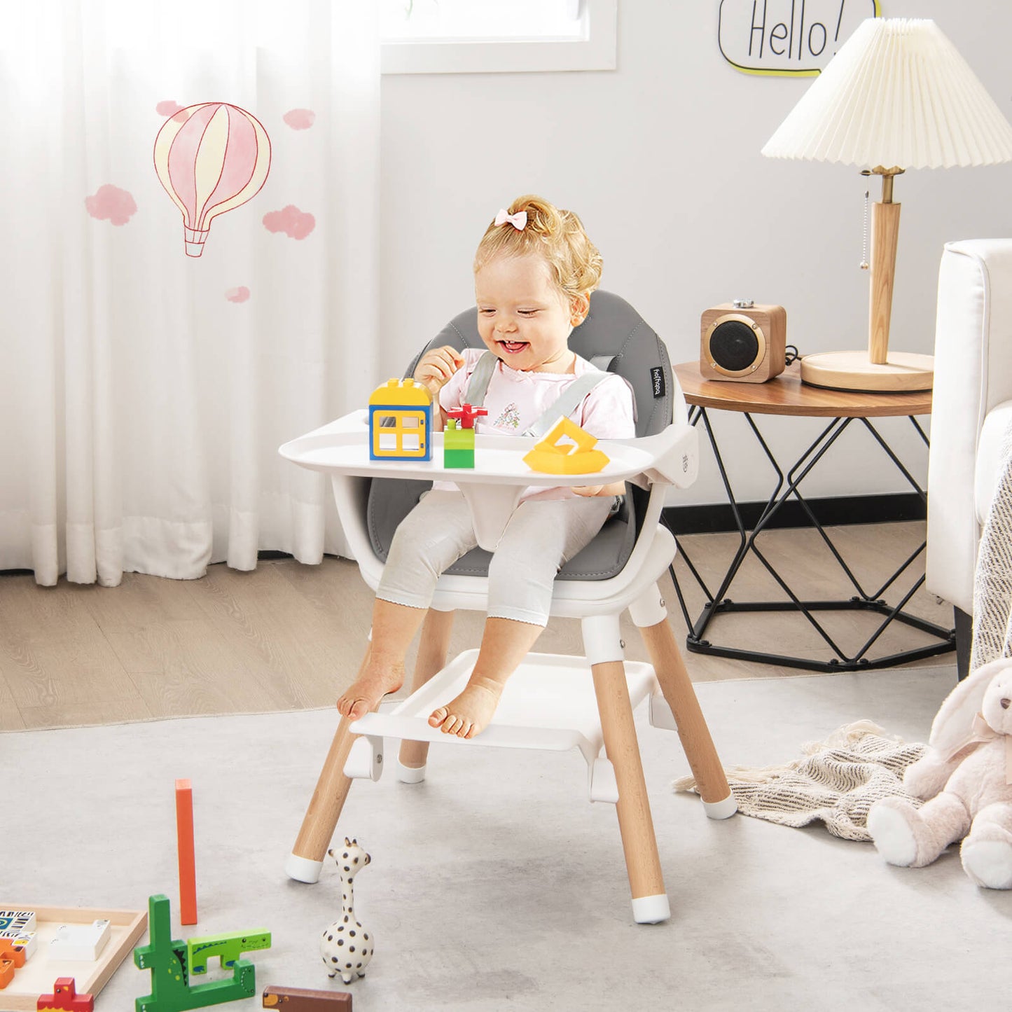 6-in-1 Convertible Baby High Chair with Removable Tray