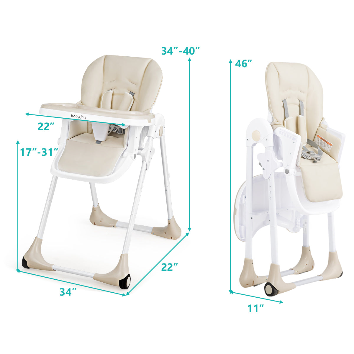 3-in-1 Convertible Baby High Chair with Adjustable Height