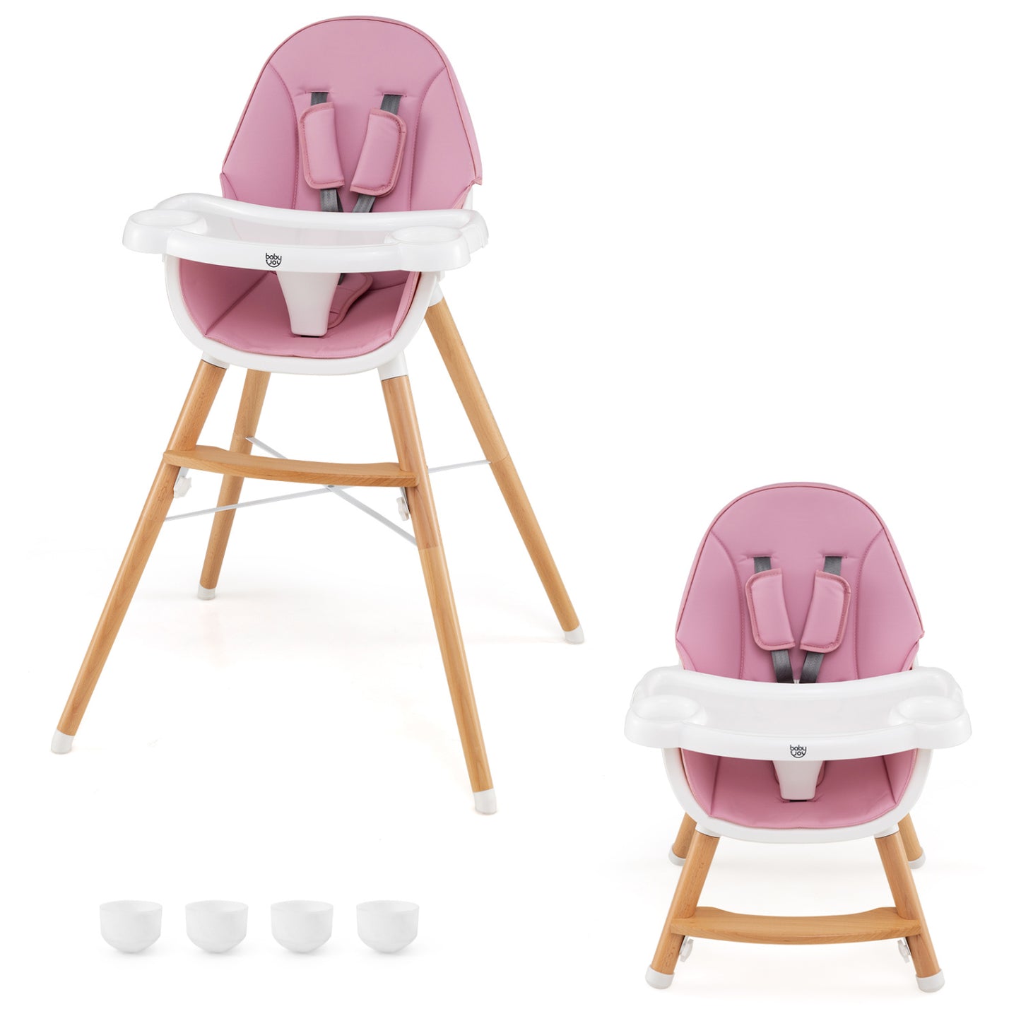 High Chair with Dishwasher Safe Tray and Beech Wood Legs