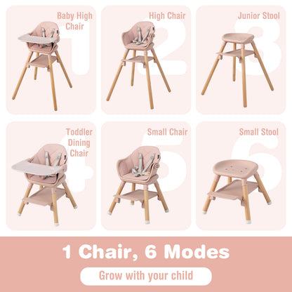 6-in-1 Convertible Baby High Chair with Removable Tray