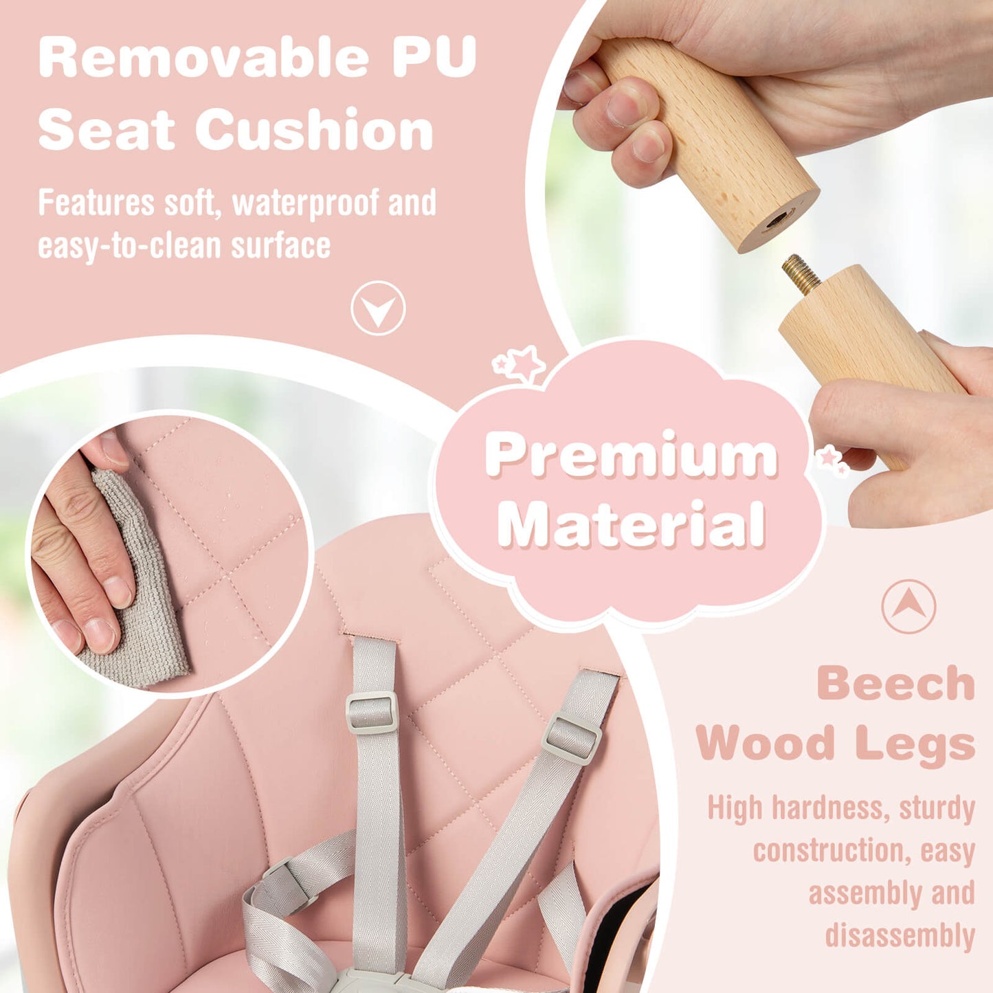 6-in-1 Convertible Baby High Chair with Removable Tray