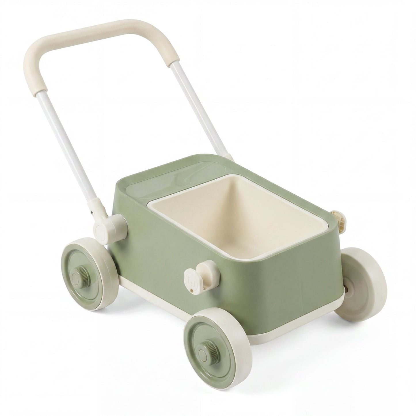 Push Walker with Storage Basket and Foldable Handle