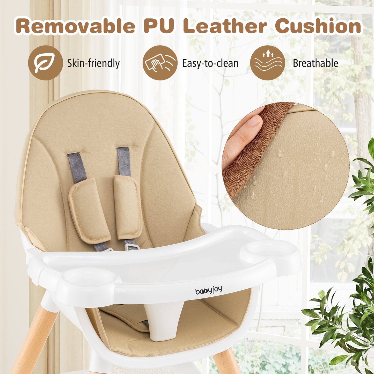 Convertible Wooden High Chair 5-in-1 with Adjustable Tray