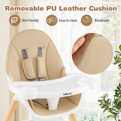 Convertible Wooden High Chair 5-in-1 with Adjustable Tray
