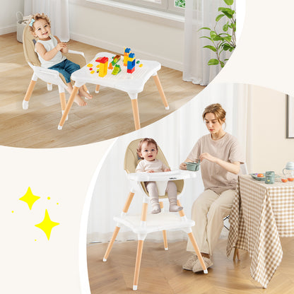 Convertible Wooden High Chair 5-in-1 with Adjustable Tray