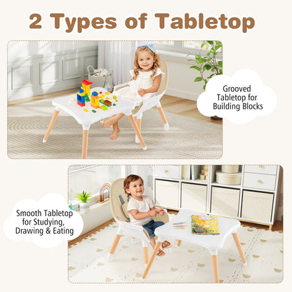Convertible Wooden High Chair 5-in-1 with Adjustable Tray