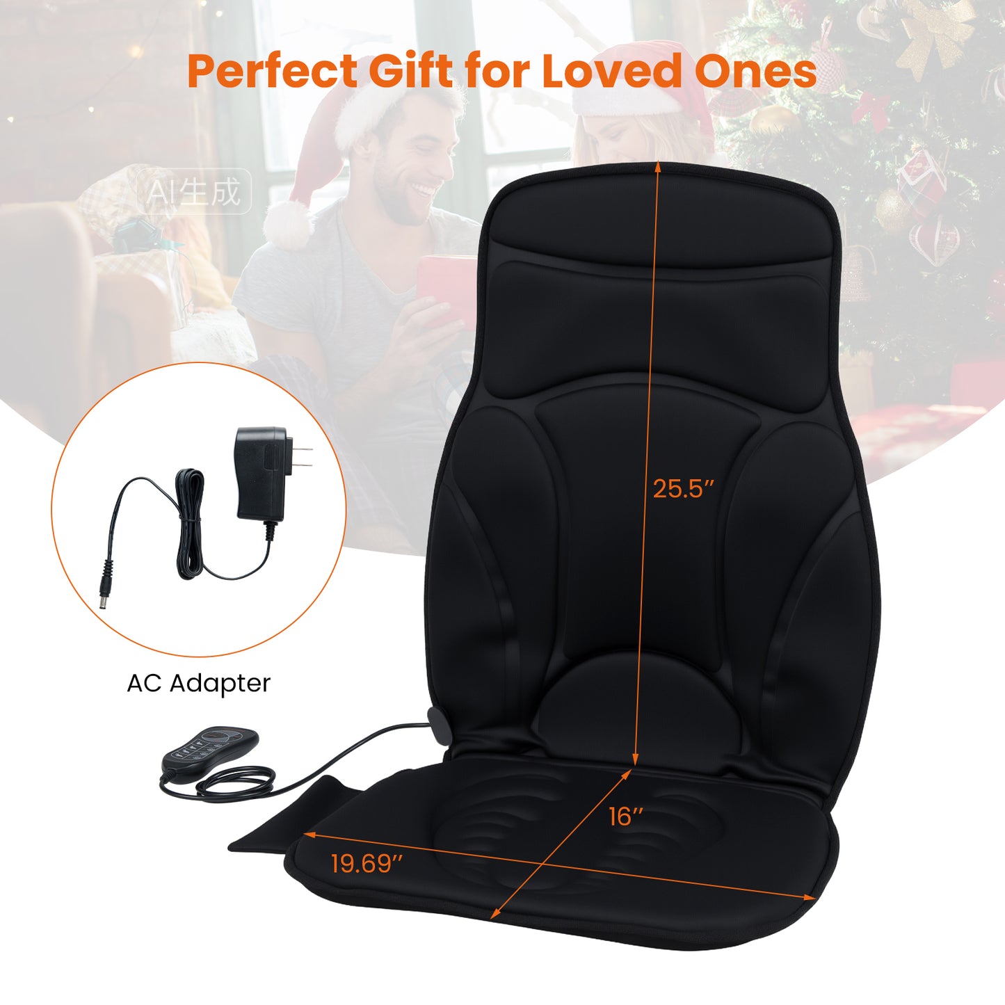 Back Massager Seat Cushion with Heat & 10 Vibration Motors