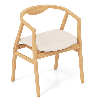 Bamboo Accent Chair with Armrests and Curved Backrest