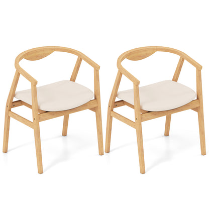 Bamboo Accent Chair with Armrests and Curved Backrest