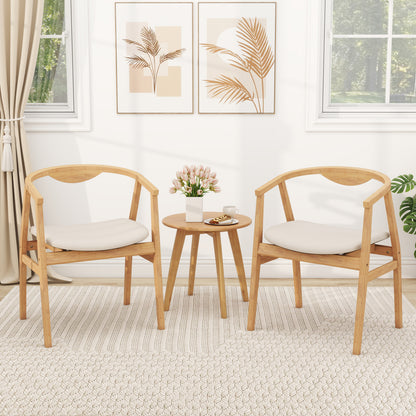 Bamboo Accent Chair with Armrests and Curved Backrest