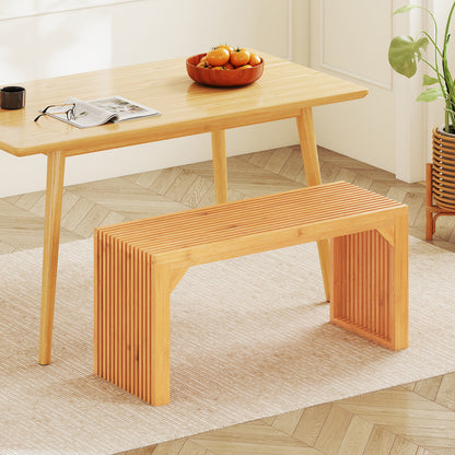 Bamboo Dining Bench 36 Inch Natural Wood Indoor Outdoor Seating