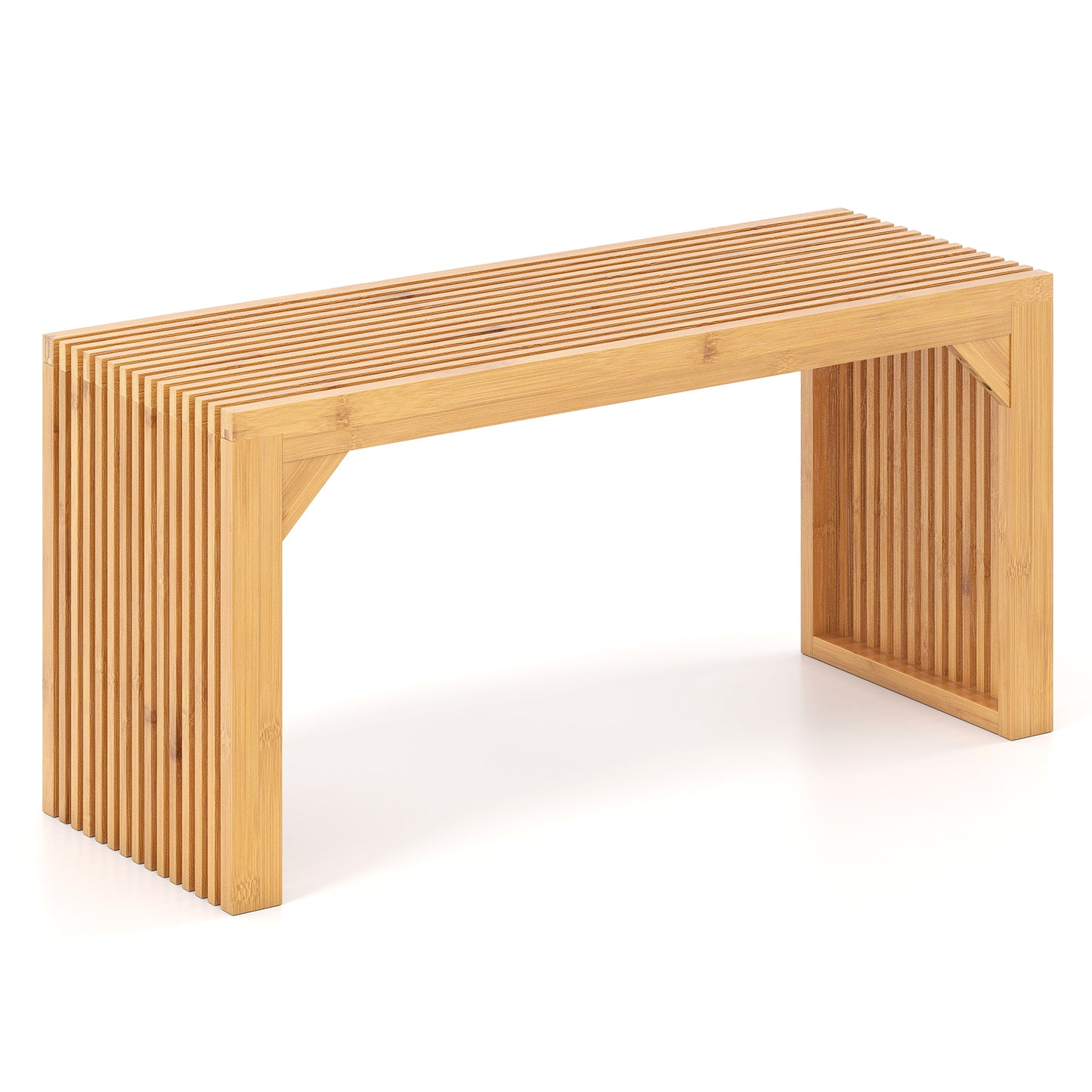 Bamboo Dining Bench 36 Inch Natural Wood Indoor Outdoor Seating
