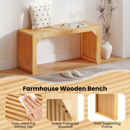 Bamboo Dining Bench 36 Inch Natural Wood Indoor Outdoor Seating