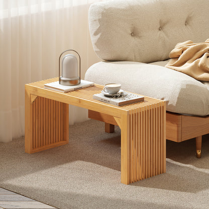 Bamboo Dining Bench 36 Inch Natural Wood Indoor Outdoor Seating