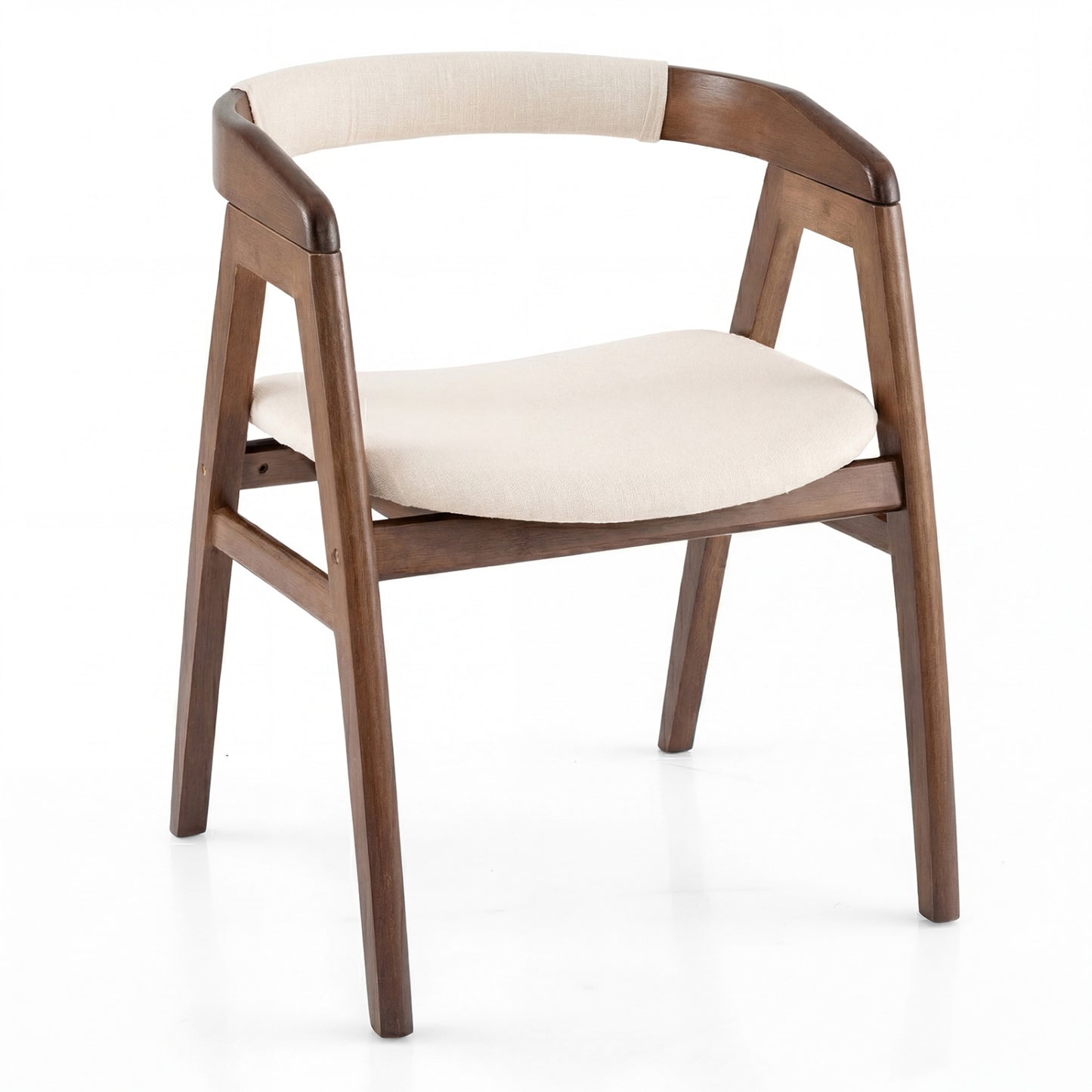 Bamboo Dining Chair with Curved Back and Cushioned Seat