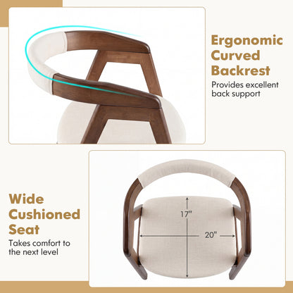 Bamboo Dining Chair with Curved Back and Cushioned Seat