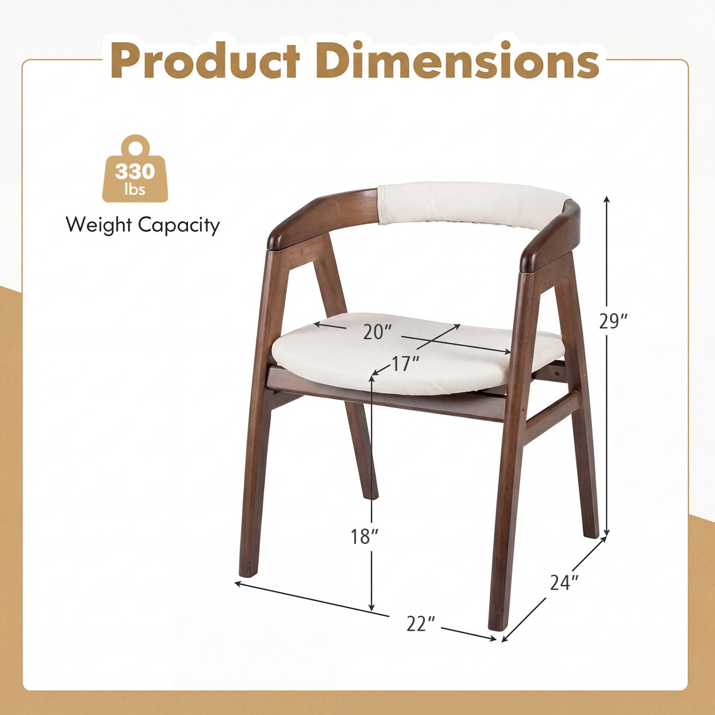 Bamboo Dining Chair with Curved Back and Cushioned Seat