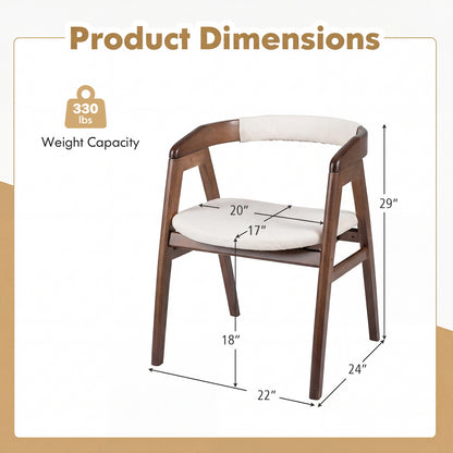 Bamboo Dining Chair with Curved Back and Cushioned Seat