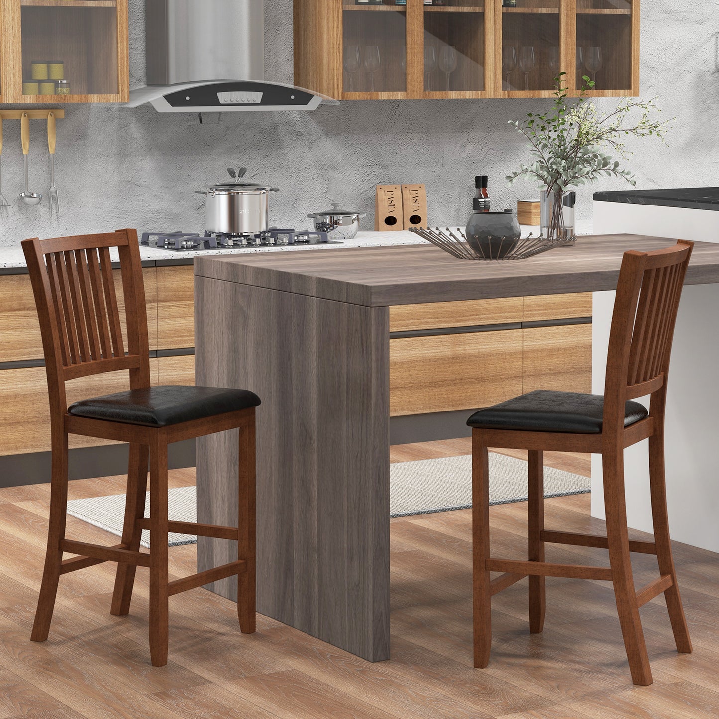 Counter Height Bar Stools with Backrest - Set of 2
