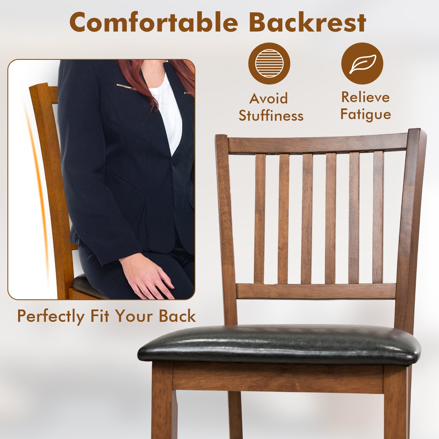 Counter Height Bar Stools with Backrest - Set of 2