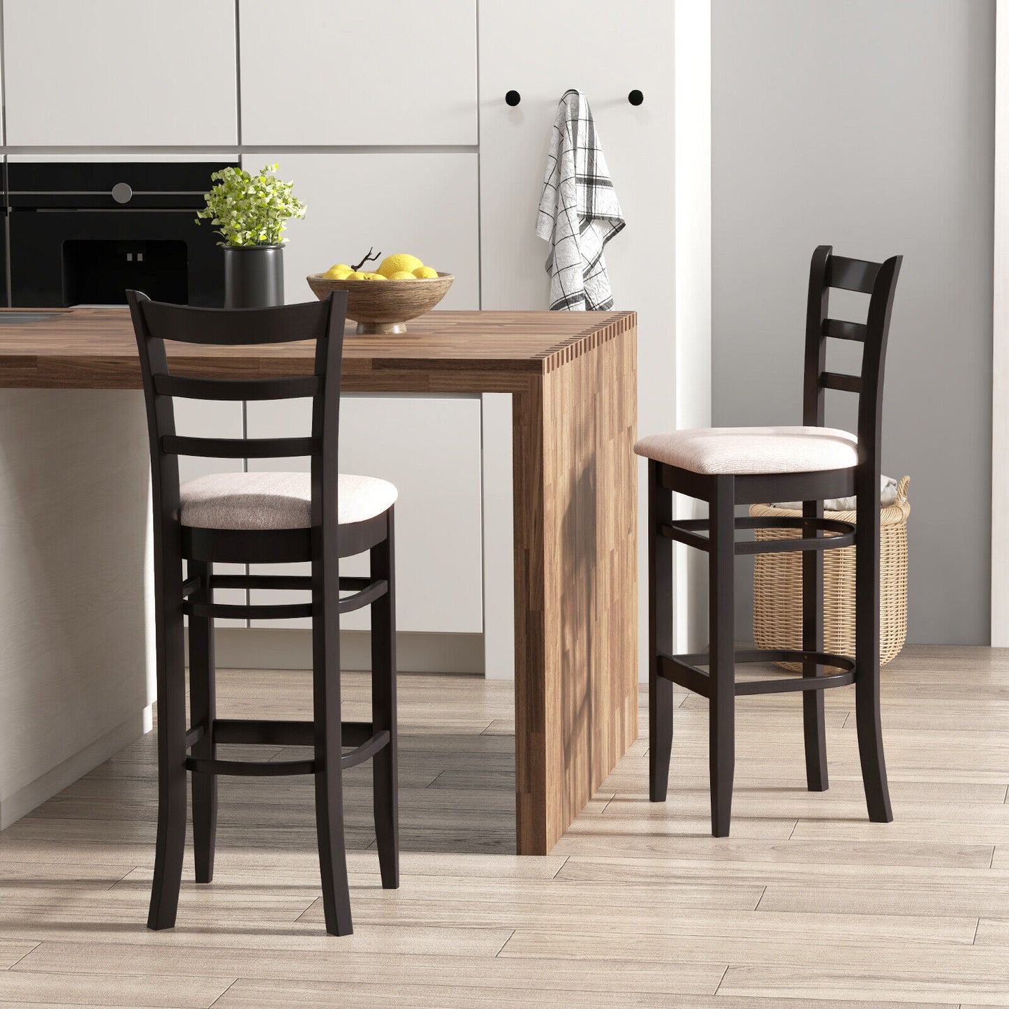 Bar Stool with Ergonomic Backrest and Padded Seat