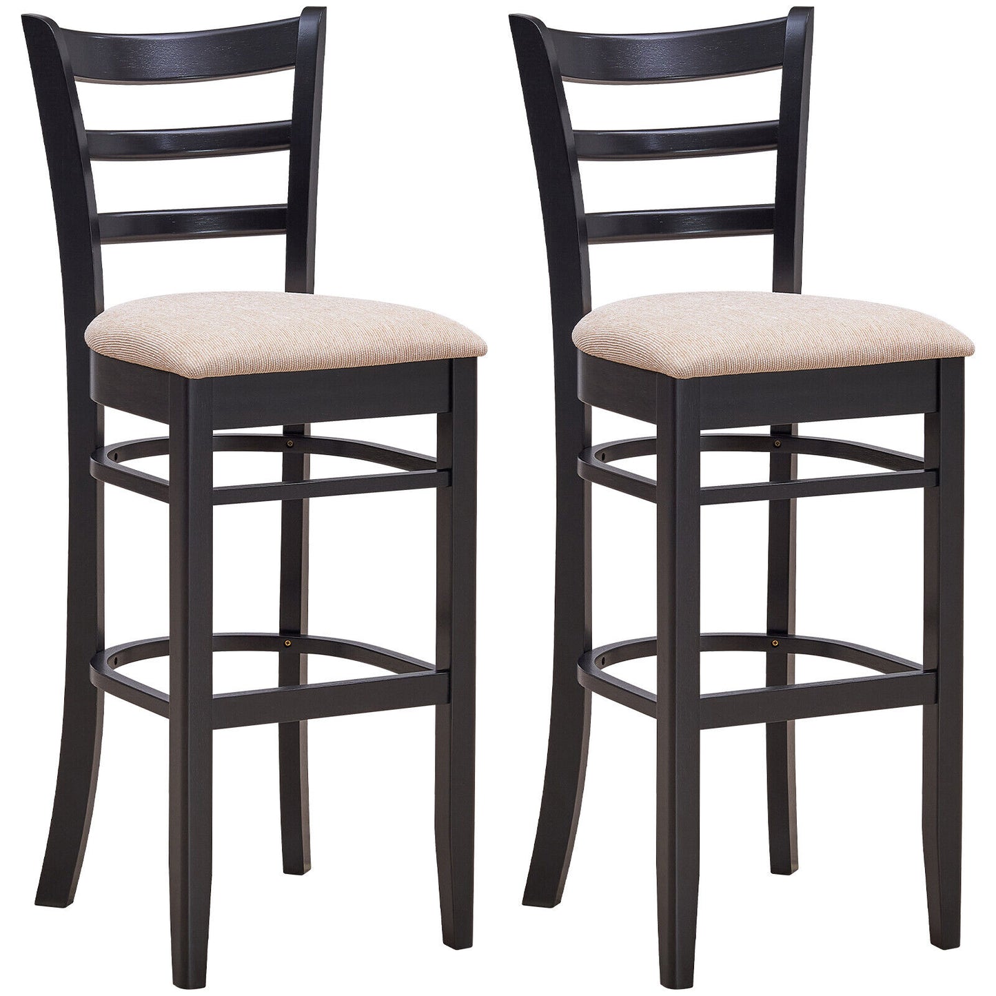 Bar Stool with Ergonomic Backrest and Padded Seat