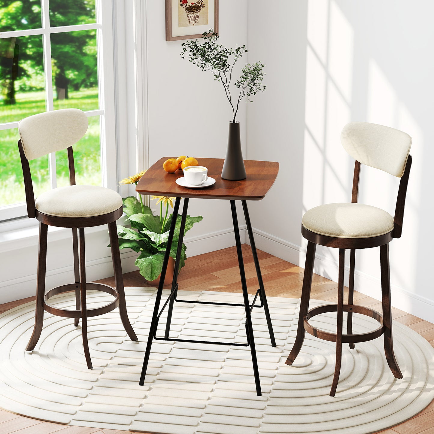 Swivel Bar Stools Set of 2 with Padded Seat - 30.5" Height
