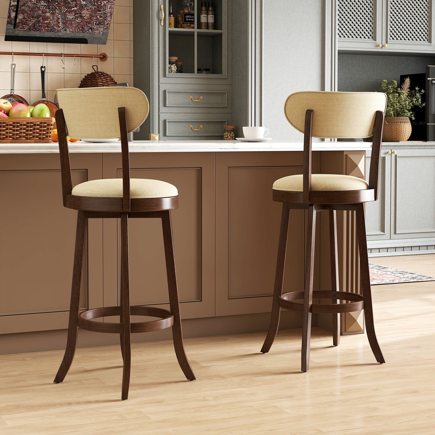 Swivel Bar Stools Set of 2 with Padded Seat - 30.5" Height