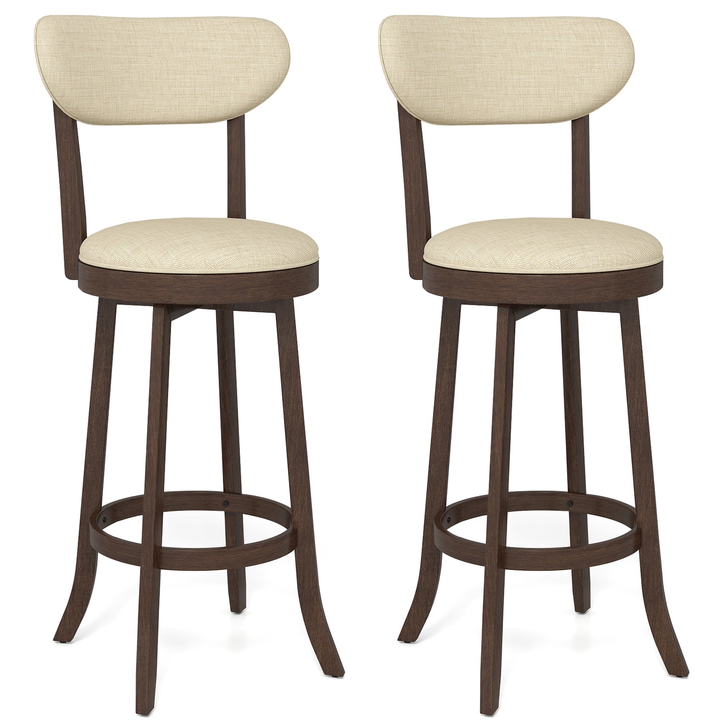 Swivel Bar Stools Set of 2 with Padded Seat - 30.5" Height