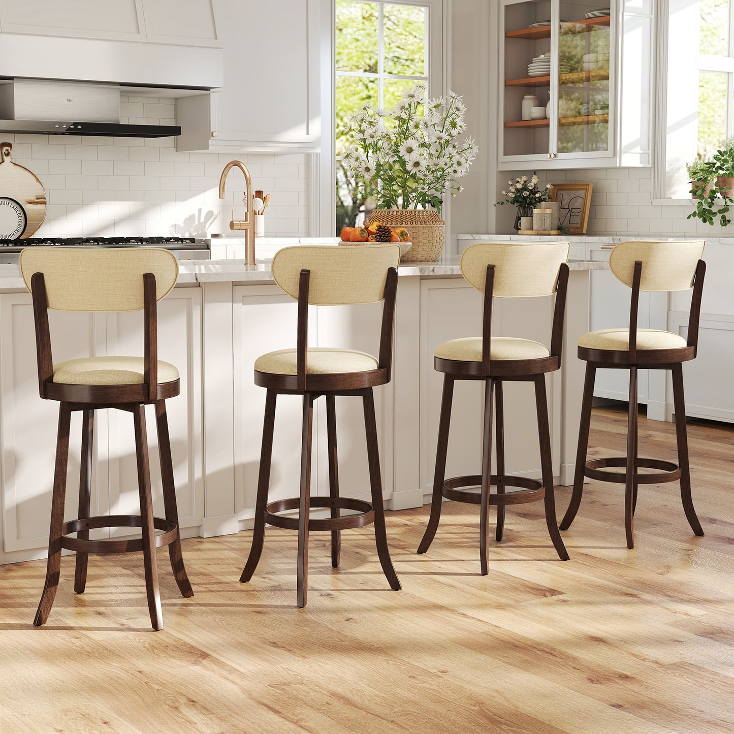 Swivel Bar Stools Set of 2 with Padded Seat - 30.5" Height