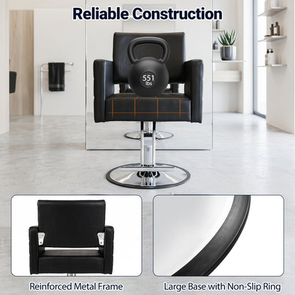 Hydraulic Salon Chair with Adjustable Height & 360° Swivel
