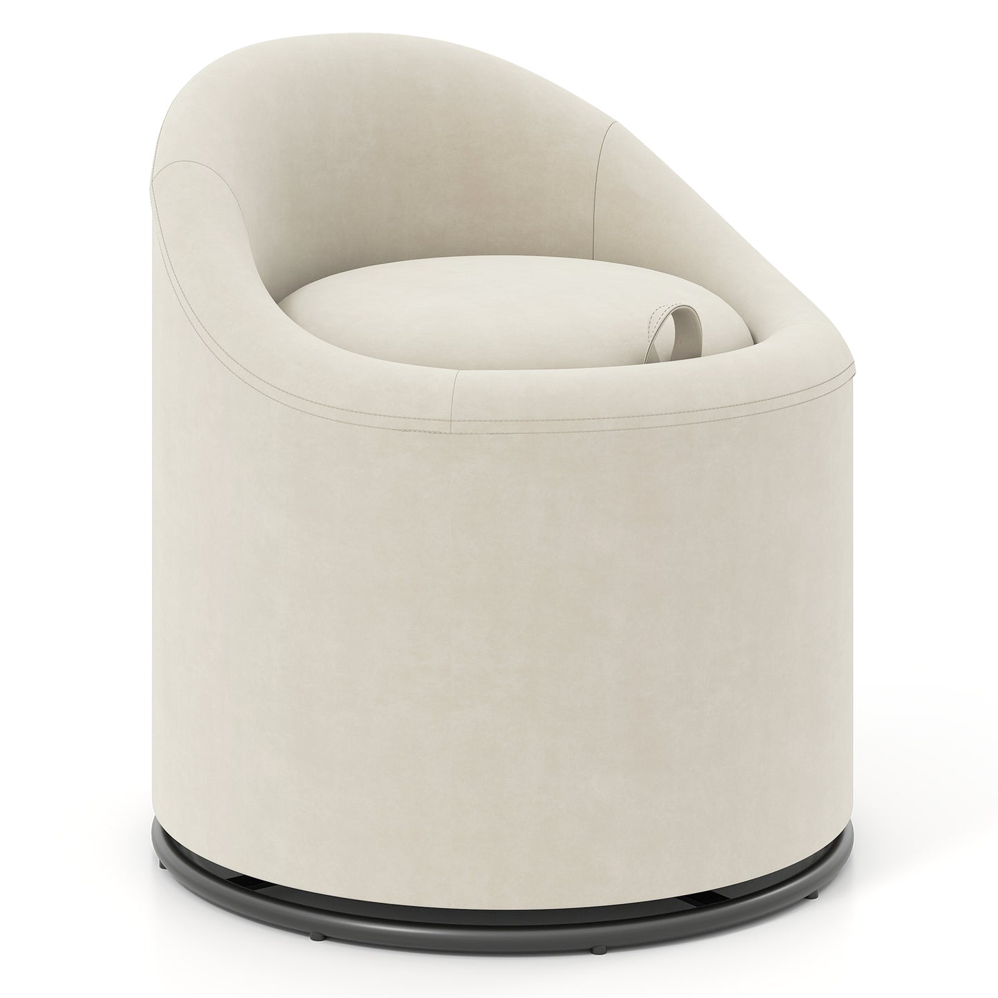 Swivel Barrel Chair with Hidden Storage Compartment