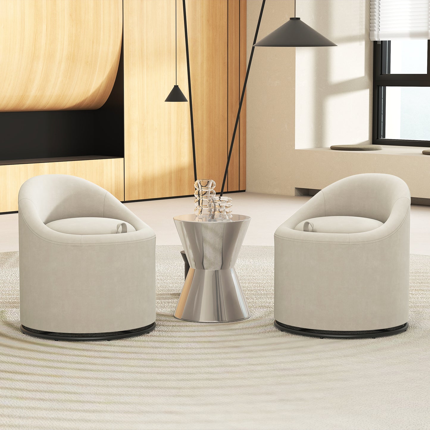 Swivel Barrel Chair with Hidden Storage Compartment