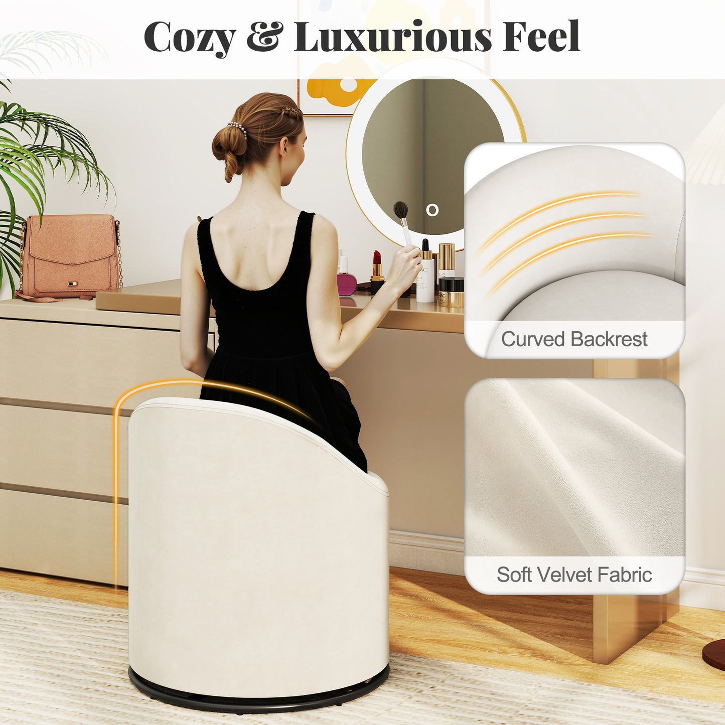 Swivel Barrel Chair with Hidden Storage Compartment