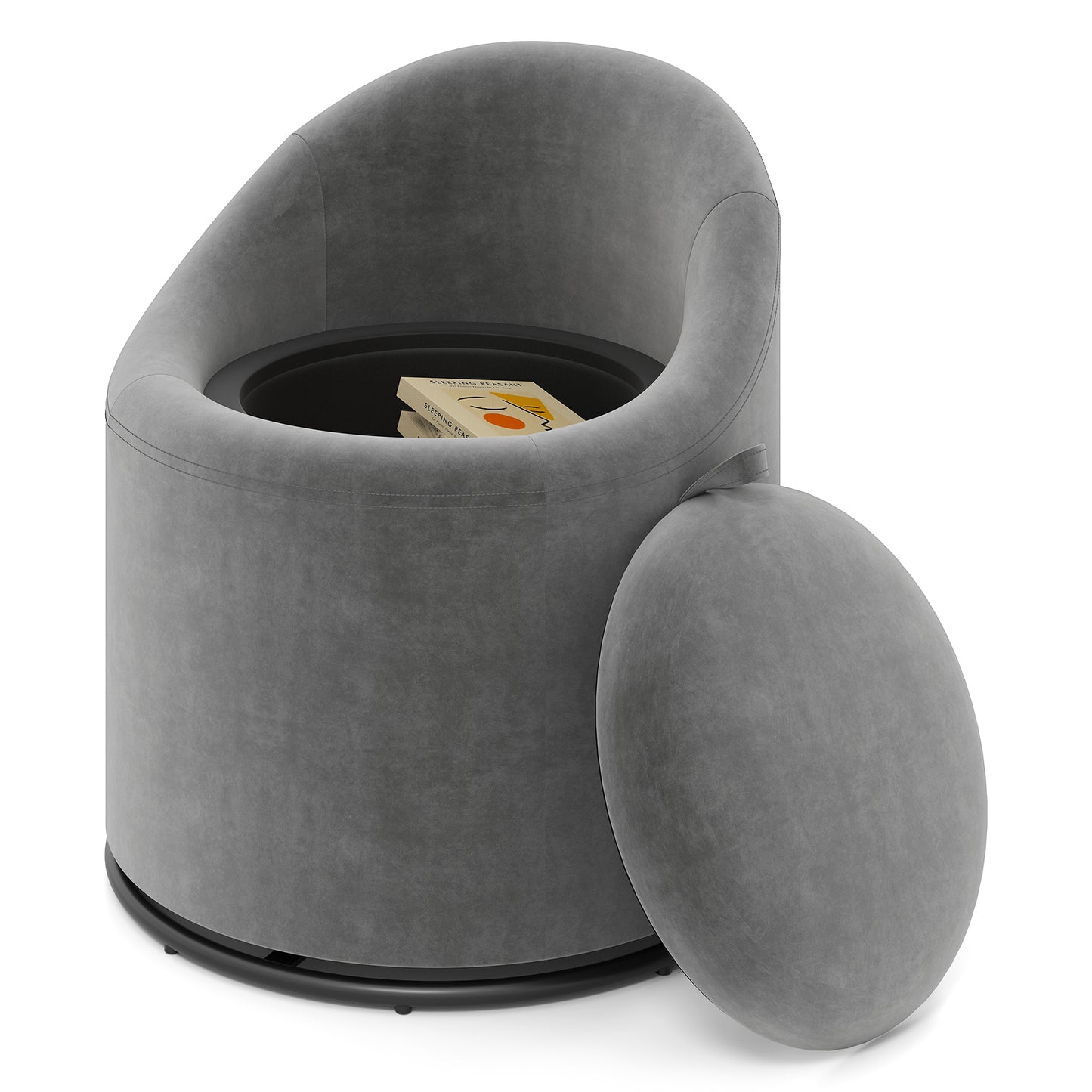 Swivel Barrel Chair with Hidden Storage Compartment