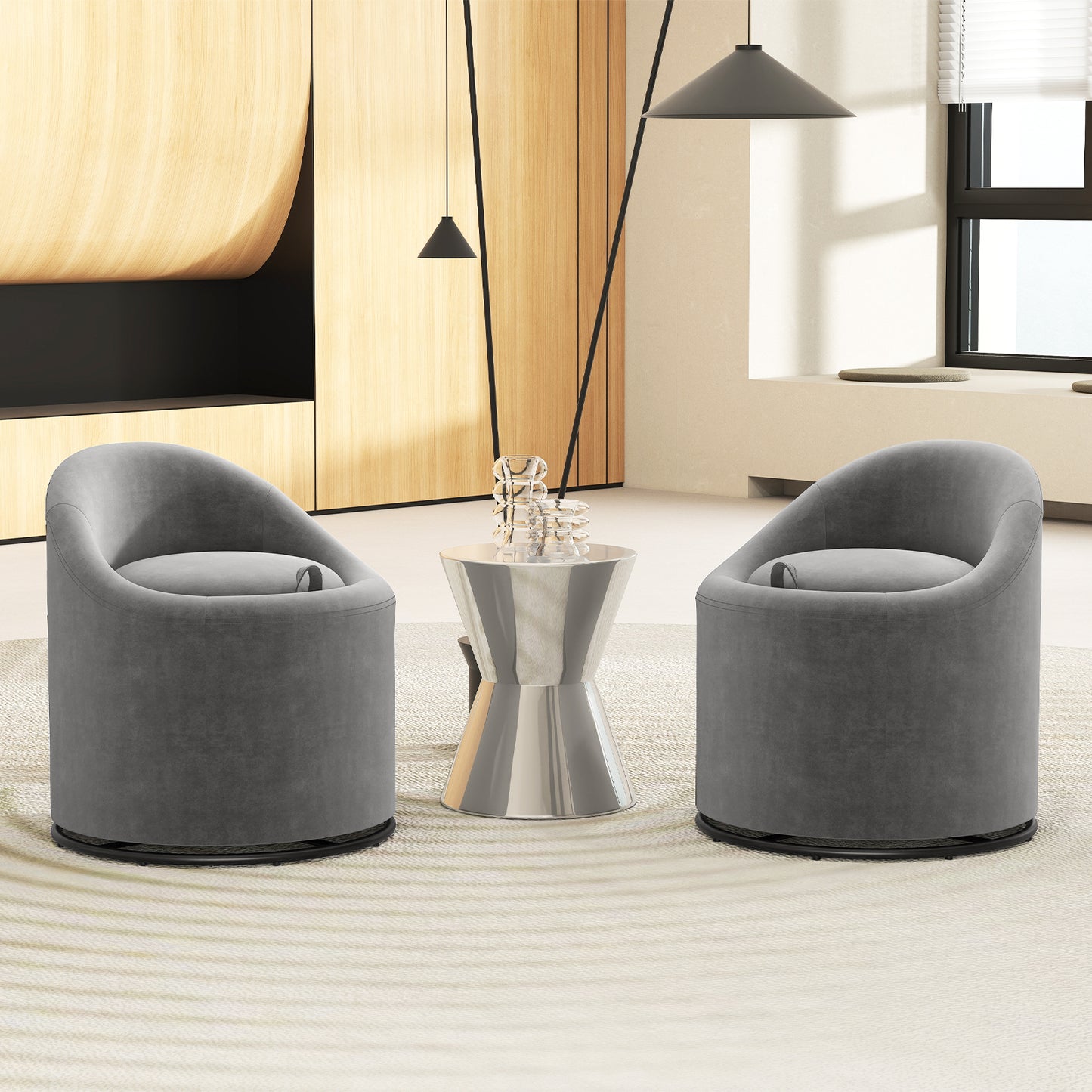 Swivel Barrel Chair with Hidden Storage Compartment