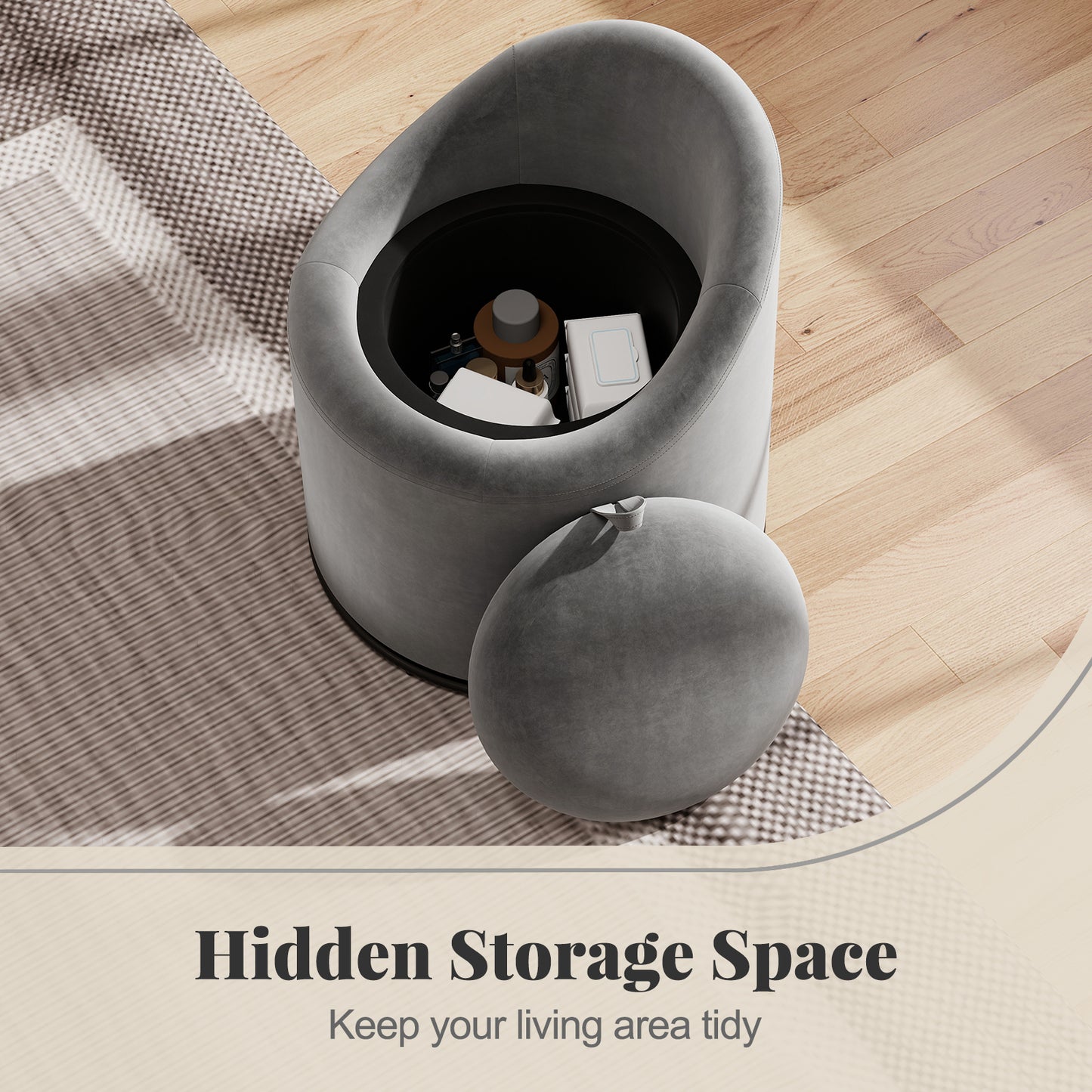 Swivel Barrel Chair with Hidden Storage Compartment