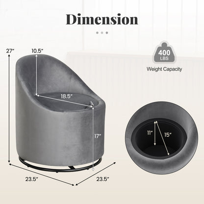 Swivel Barrel Chair with Hidden Storage Compartment